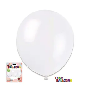 12" White Latex Balloon - 10 count