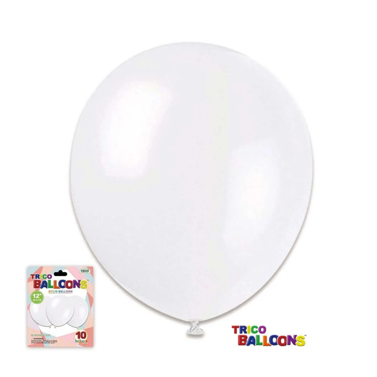12" White Latex Balloon - 10 count