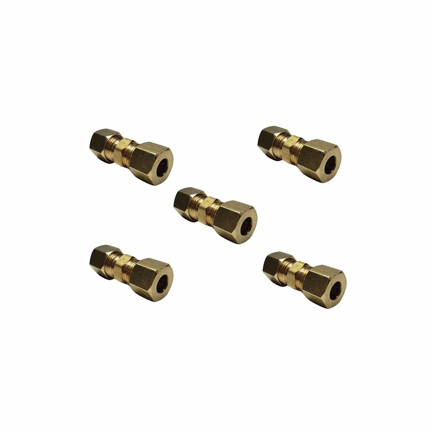 1/4" COMP x 1/4" COMP Brass Connect Union 5 Pack