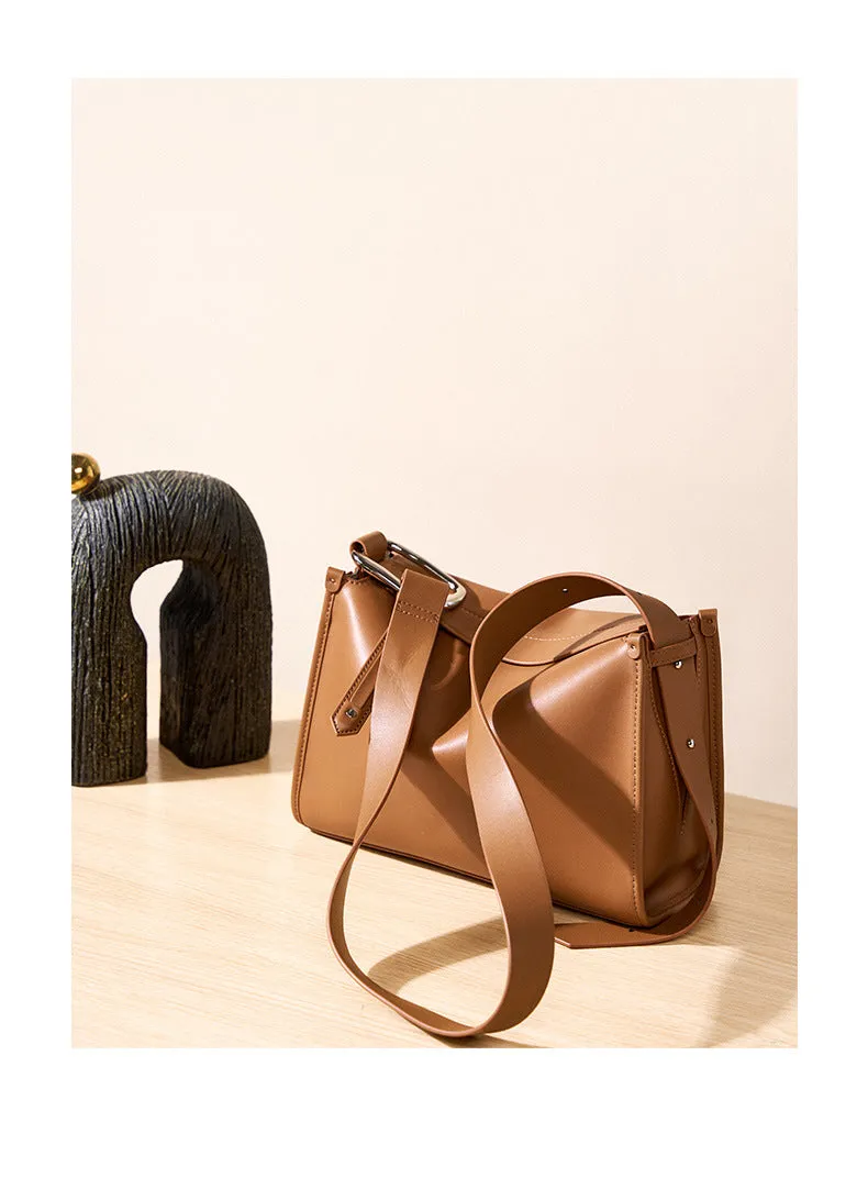 2024 new cowhide crossbody bag 2298 brown