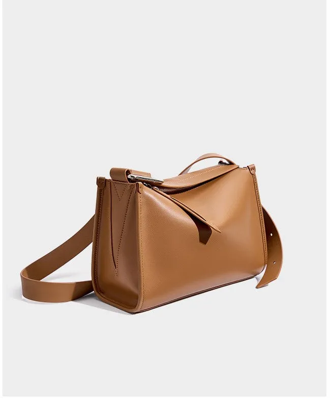 2024 new cowhide crossbody bag 2298 brown