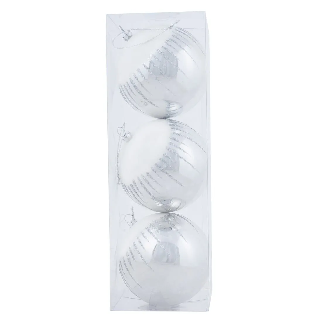 3pk Shiny Christmas Tree Baubles with Glitter Snowscape