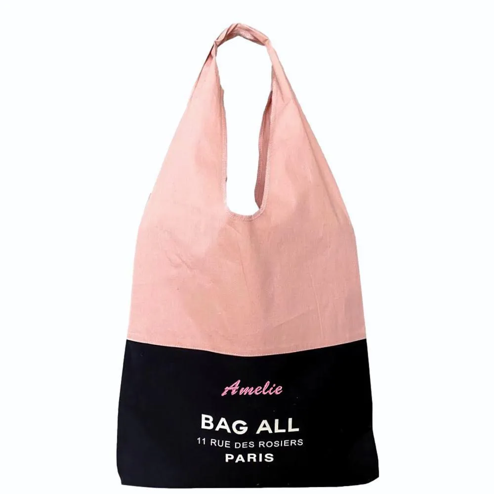 Bag-all Two Tone Tote Bag Paris, Pink/Black