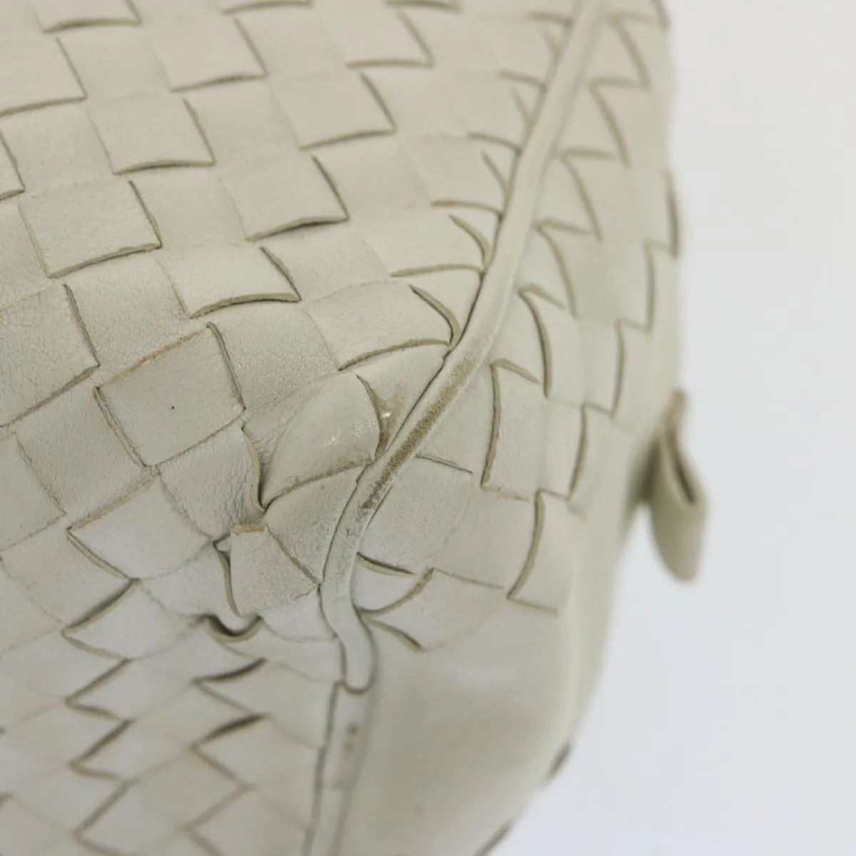 BOTTEGA VENETA INTRECCIATO Clutch Bag Leather White 174361 Auth 67355