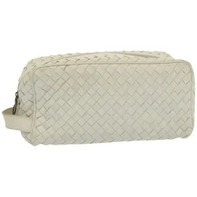 BOTTEGA VENETA INTRECCIATO Clutch Bag Leather White 174361 Auth 67355
