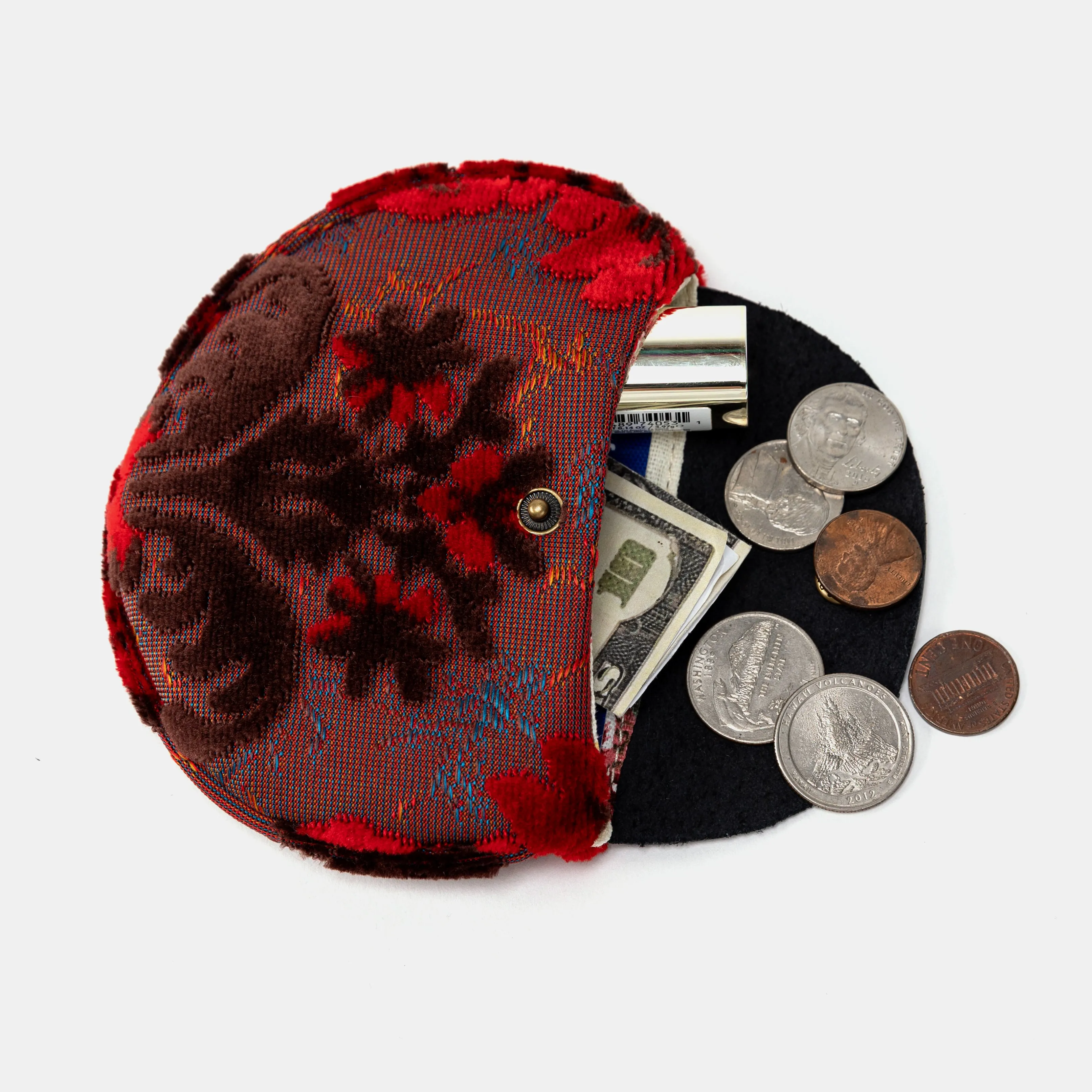 Burnout Velvet Revival Scarlet Flap Coin Purse