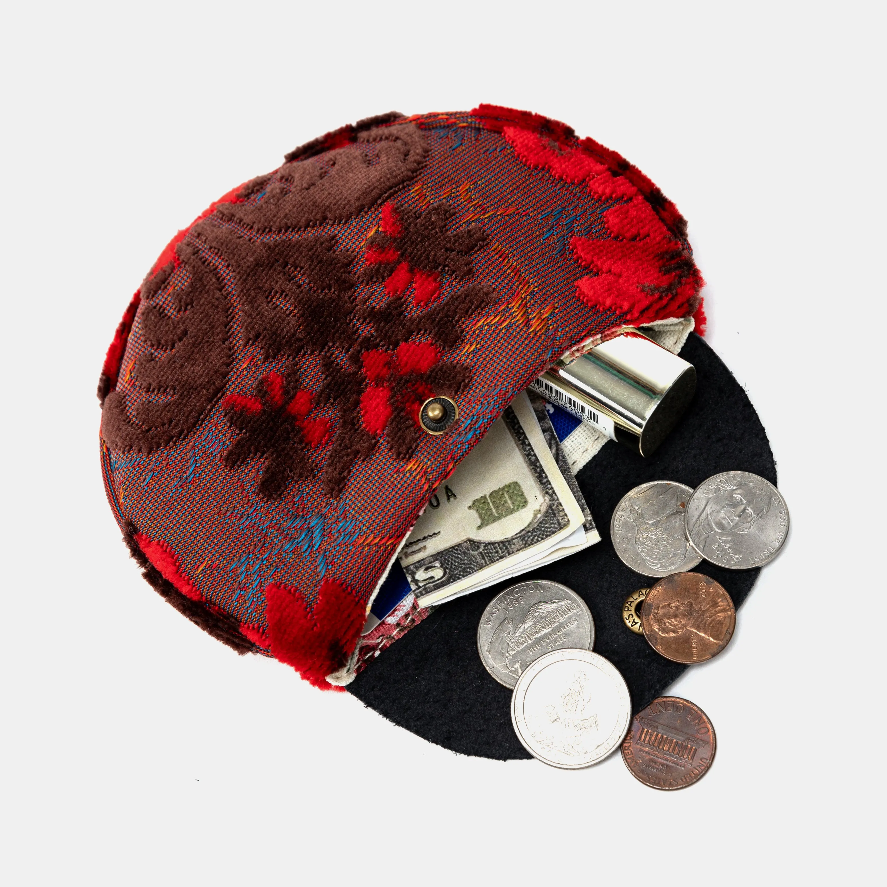 Burnout Velvet Revival Scarlet Flap Coin Purse