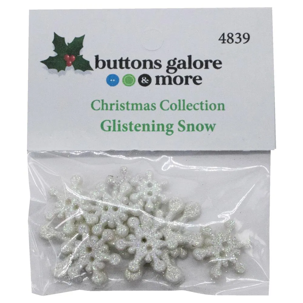 Buttons Galore Christmas Themed Buttons - Glistening Snow 12 pack*