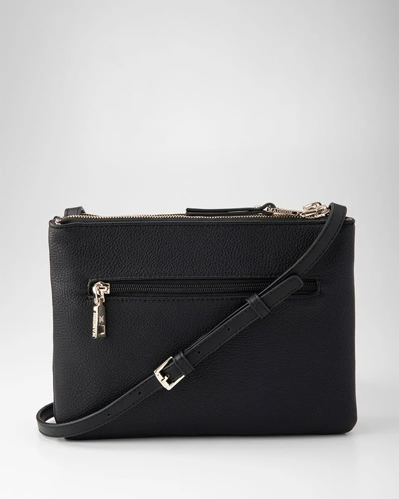 Charlotte Double Zip Crossbody Bag   Leopard Bag Strap