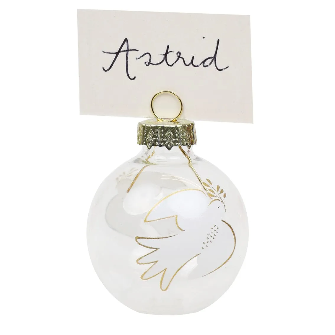 Christmas Mistletoe Glass Bauble Place Card Holders - 6 Pack