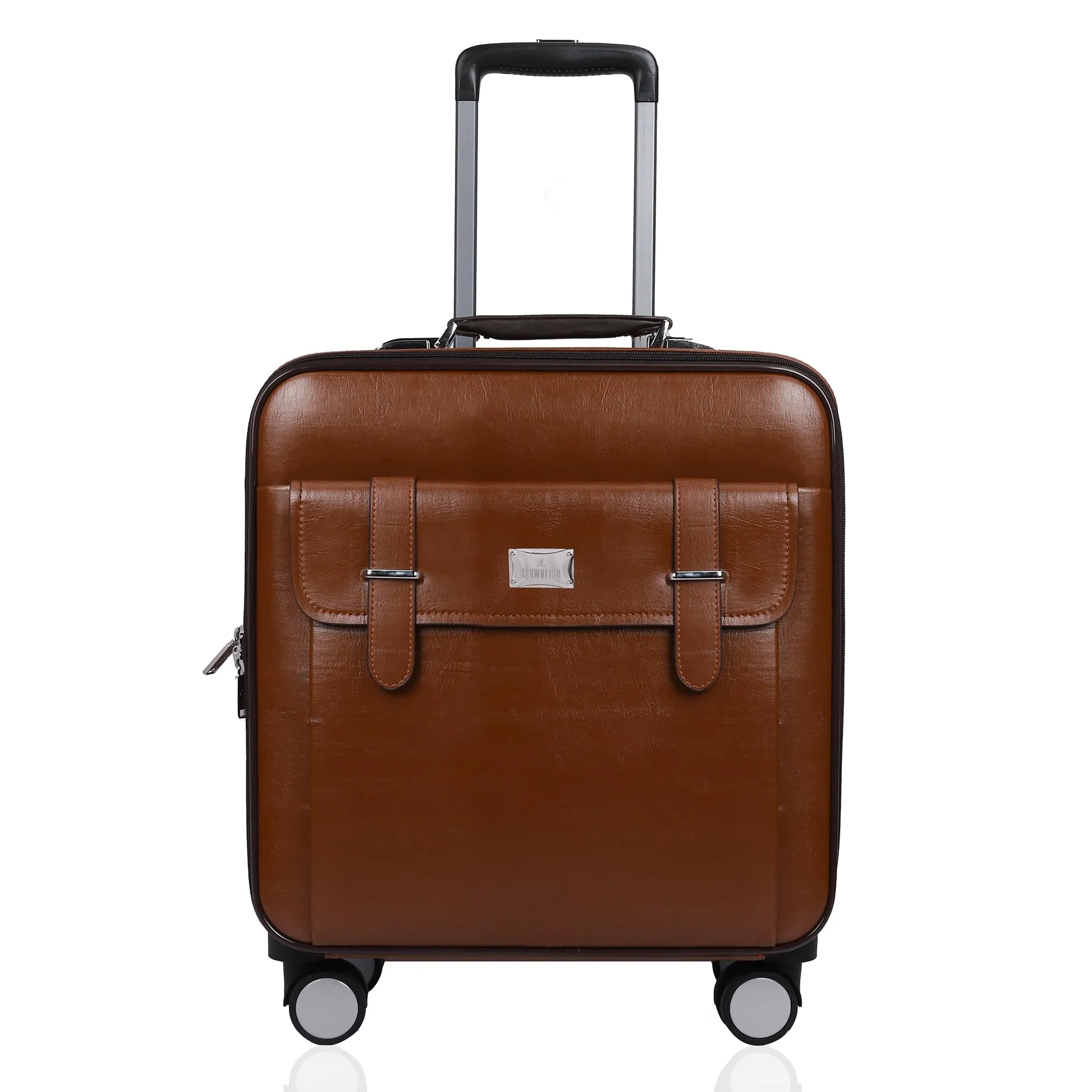 Clownfish Elite Series Laptop Trolley Bag | Overnighter Trolley Bags with Wheels for Travel | Business Cabin Crew Suitcase with Laptop Compartment | 18 inches| 29 litres | Tan