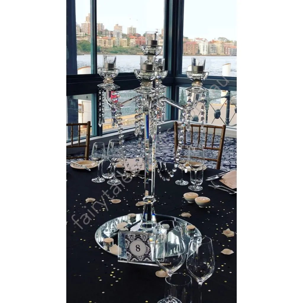 Elegant crystal candelabra with tea lights