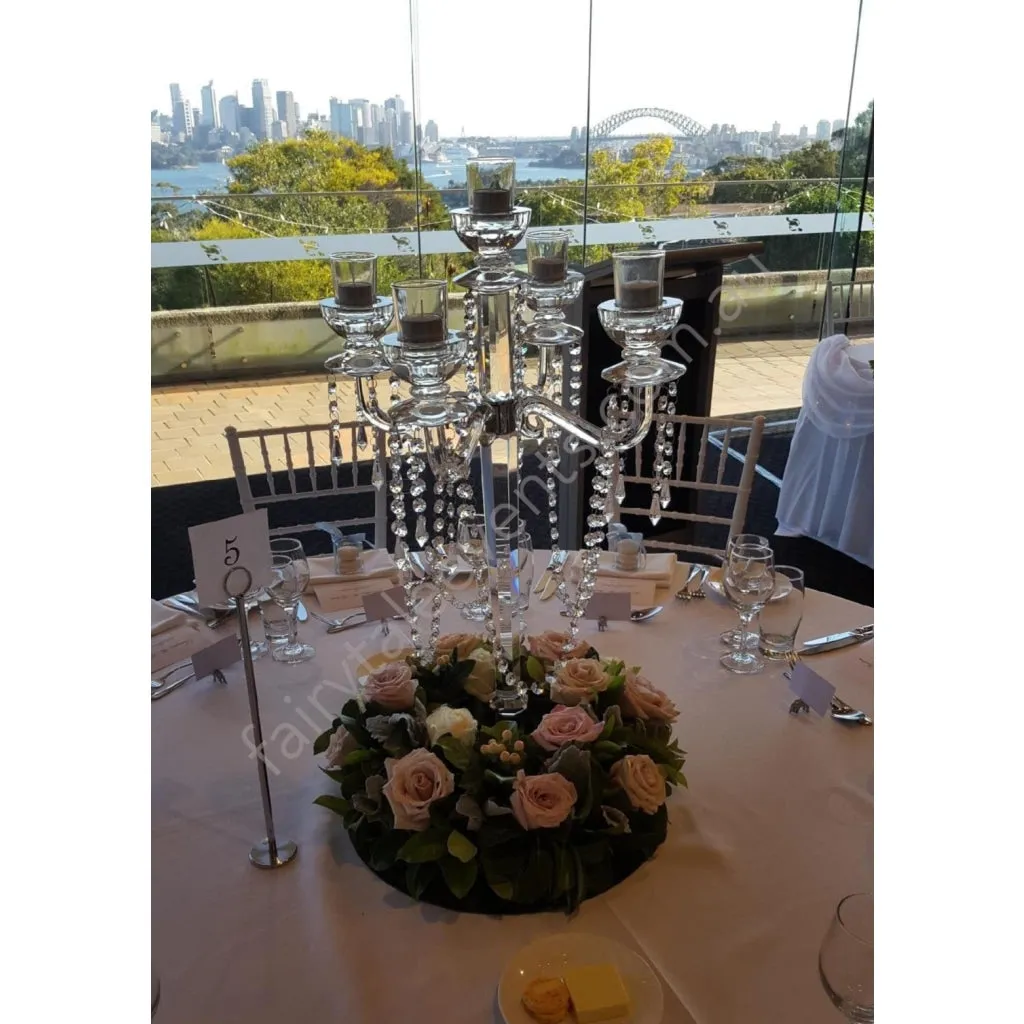 Elegant crystal candelabra with tea lights