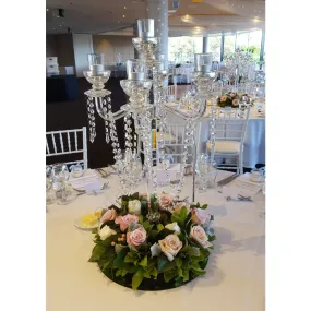 Elegant crystal candelabra with tea lights