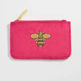 Estella Bartlett Embroidered Bee Card Purse Hot Pink Velvet