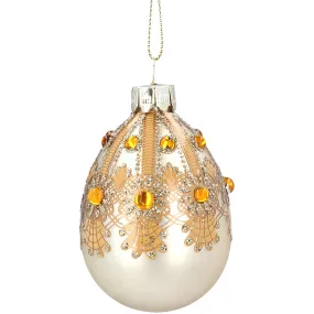 Gold Glass Jewelled Egg Ornament