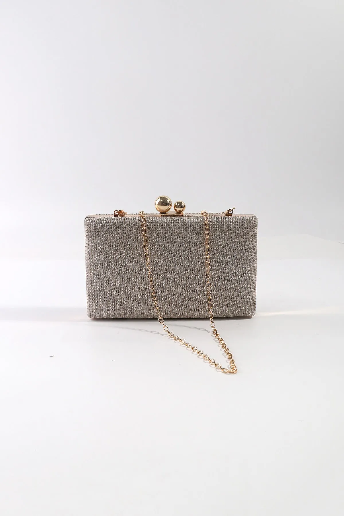 Gold Lurex Hard Shell Clutch
