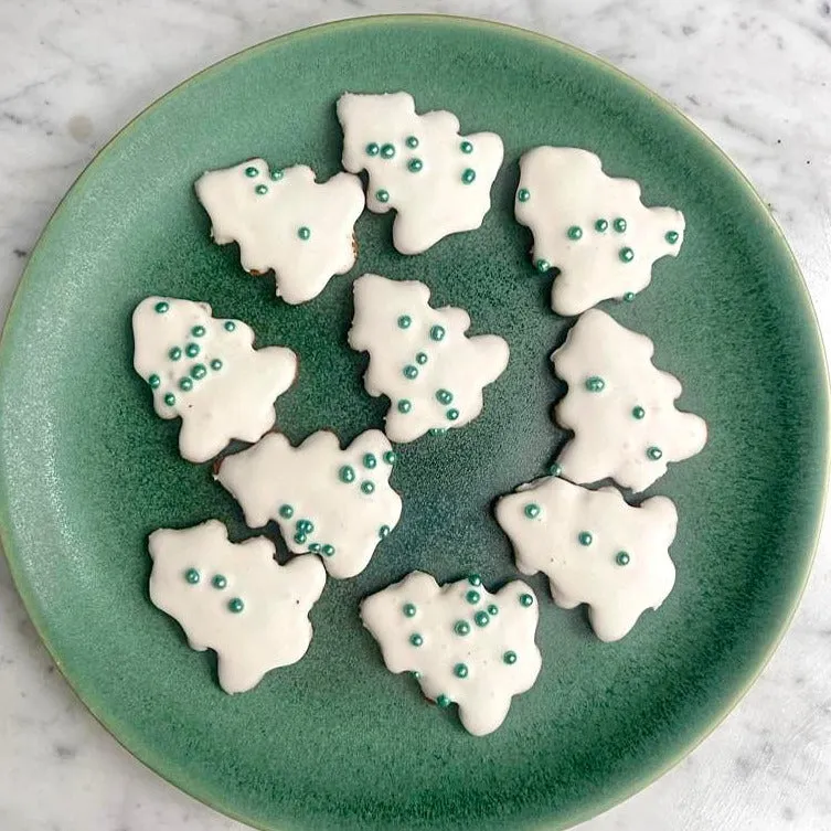 Iced Gingerbread Christmas Trees Green Balls