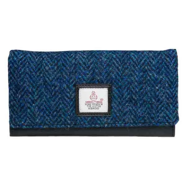 Ladies Envelope Purse Blue Harris Tweed