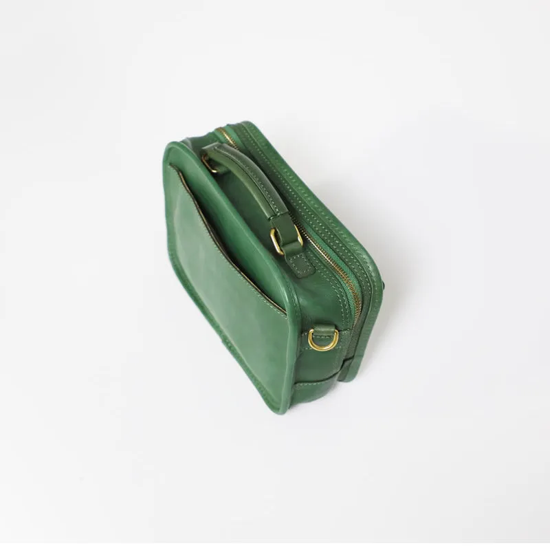 Ladies Small Leather Crossbody Purse Green Shoulder Bag