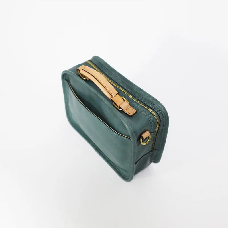 Ladies Small Leather Crossbody Purse Green Shoulder Bag