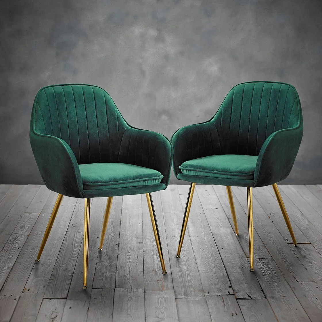 Lara Dining Chair Forest Green With Gold Legs ((Pack of 2)