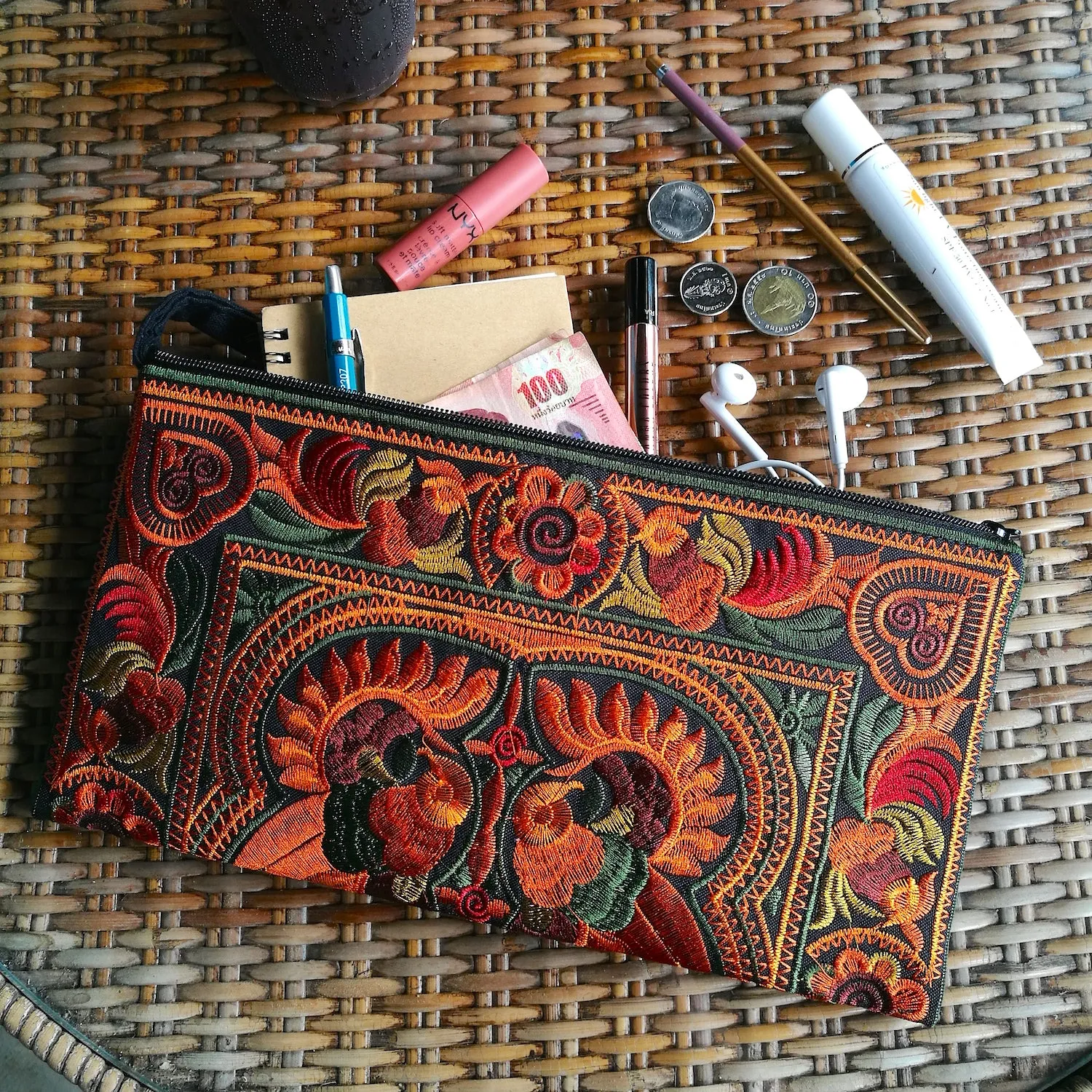 Medium Twin Bird Clutch (Gold/Ivy)