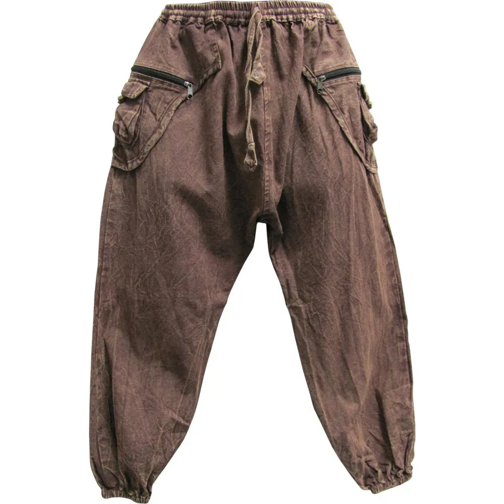 Men's Heavy Cotton Hippie Ethnic Vintage Washed Out cargo Harem Boho Pants