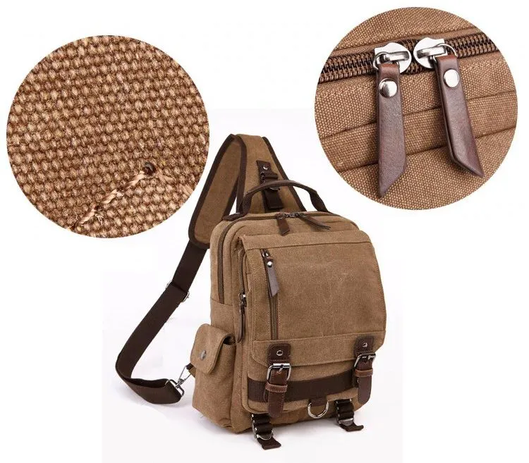 MROYALE™ Mini Sling Canvas Men's Chest Crossbody Shoulder Small Day Bag
