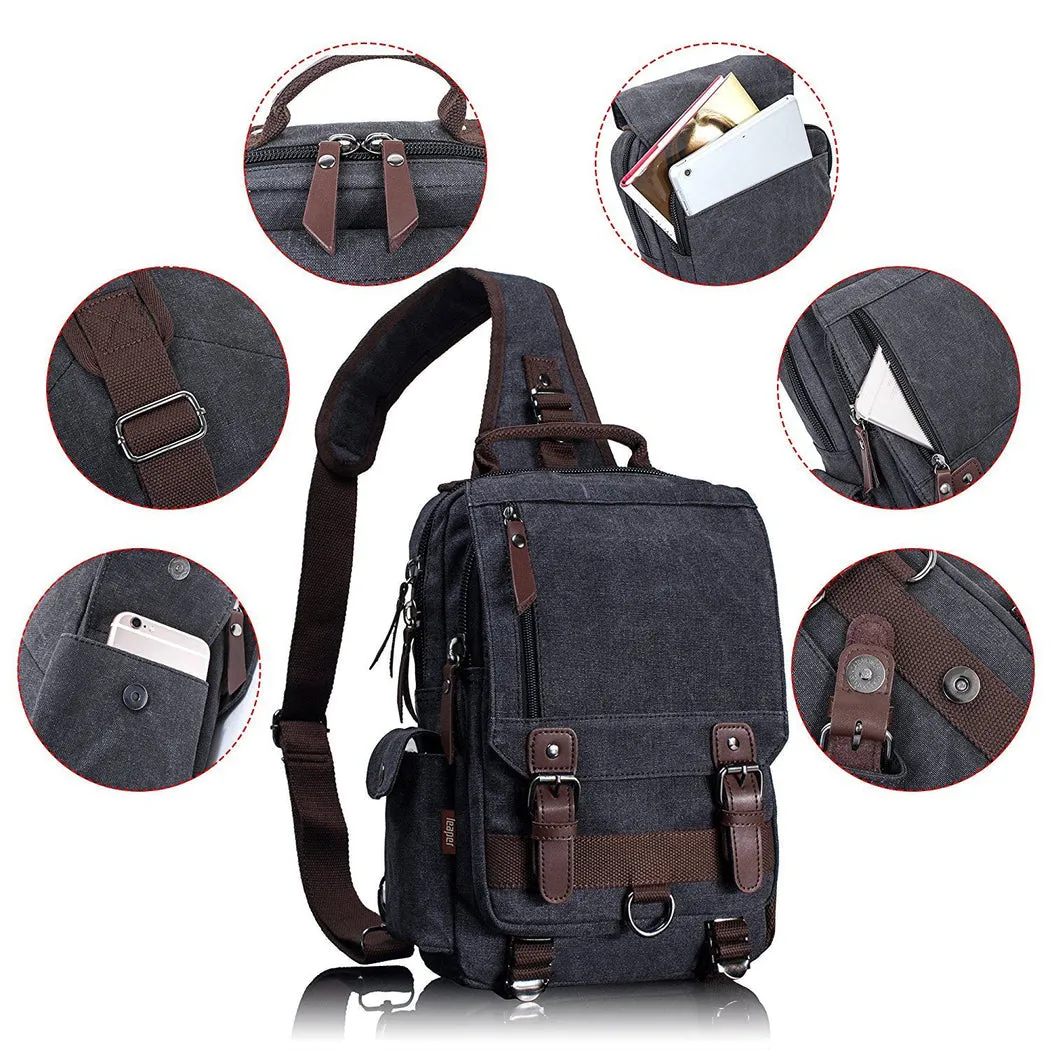 MROYALE™ Mini Sling Canvas Men's Chest Crossbody Shoulder Small Day Bag