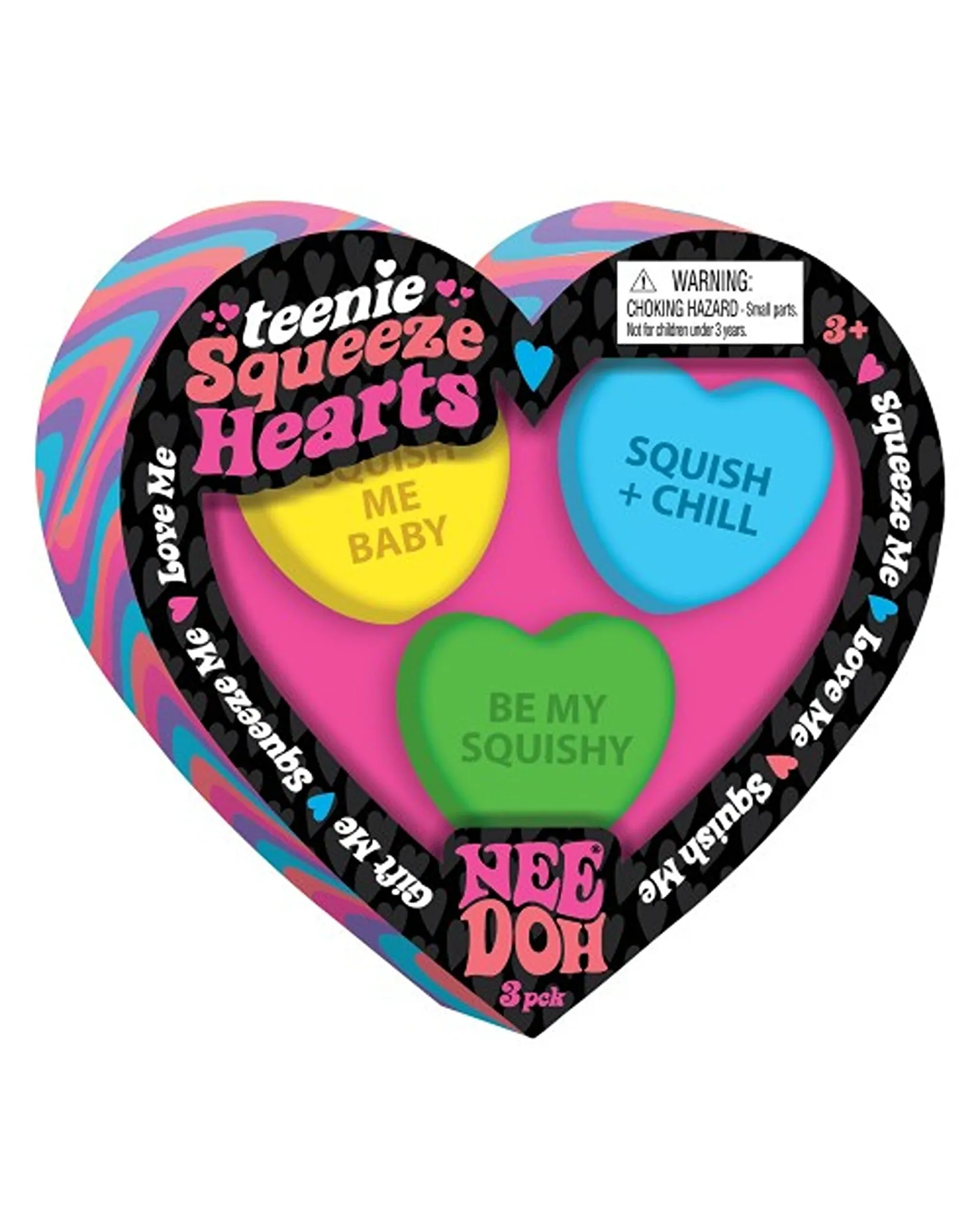 Nee Doh Teenie 3pk Squeeze Hearts - Assorted