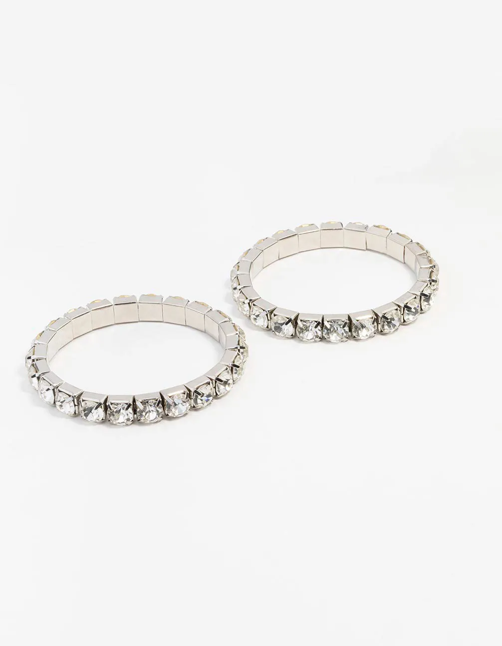 Rhodium Diamante Stretch Bracelet 2-Pack