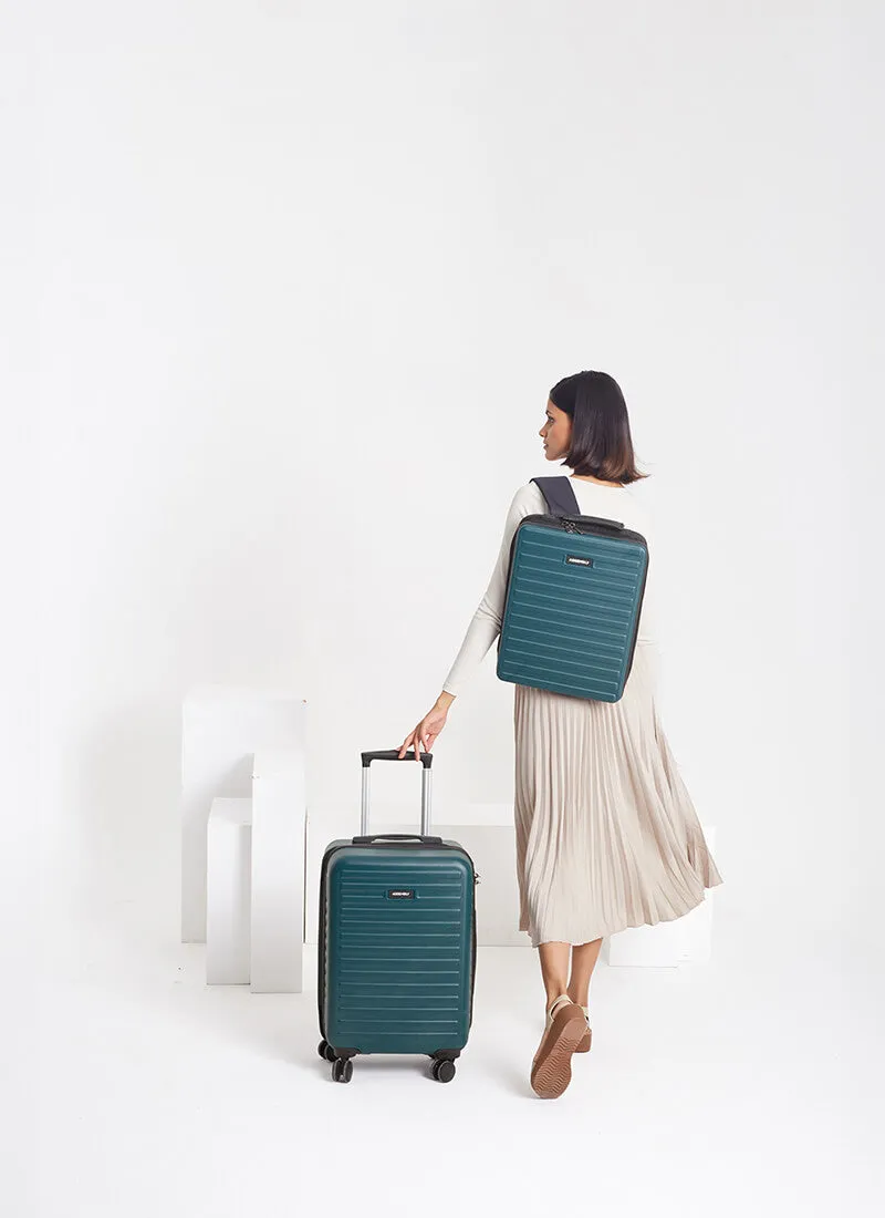 Stark Edge Combo | Green | Cabin Hard Luggage with Backpack